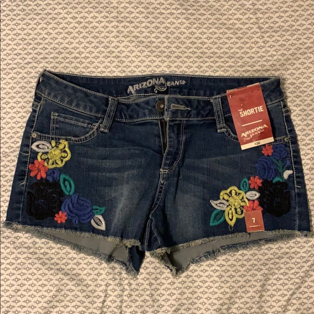 Floral jean shorts